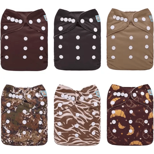 ALVABABY Baby Cloth Diaper 6 Pack with 12 Inserts One Size Cloth Diaper Covers Adjustable Washable Reusable for Baby Girls and Boys
