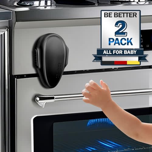 MCOTOP Oven Lock Child Safety (2 Pack), Kitchen Safety Oven Door Lock for Babies & Kids, Stove Child Proof, Childproof Oven Locks for Toddlers, Upgrade Heat-Resistant Material, Easy to Install (Black)