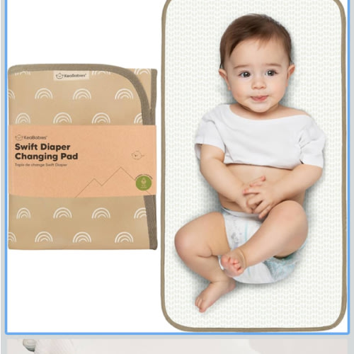 KeaBabies Portable Diaper Changing Pad, Easy Wipe Clean - Foldable Waterproof Baby Changing Mat for Diaper Bag, Compact, Lightweight, 25x13 Newborn, Infant, Baby Changer Travel Essential (Rainbow)