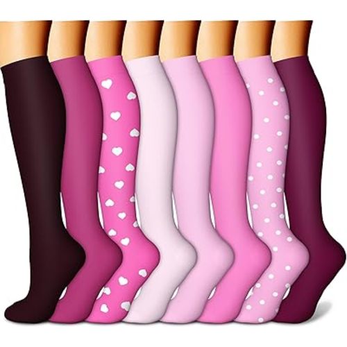 CHARMKING Compression Socks for Women & Men Circulation (8 Pairs) 15-20 mmHg is Best Support for Athletic Running,Hiking