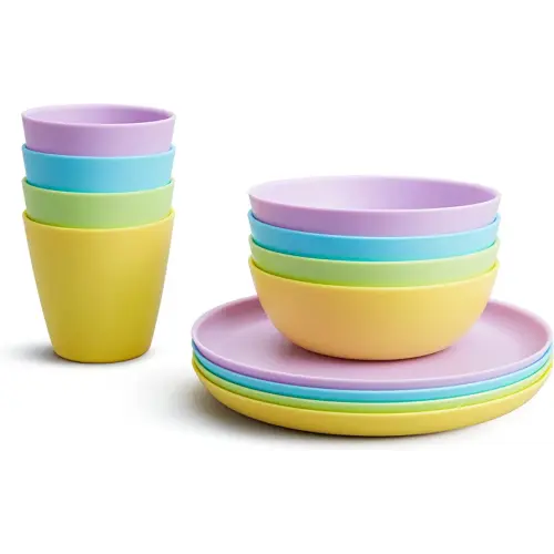 Munchkin® 12pc Baby and Toddler Feeding Supplies Set - Includes Plates, Bowls, and Cups