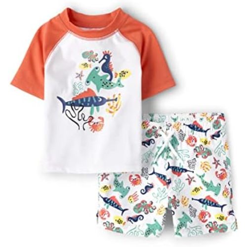The Children's Place Baby-Boys and Toddler Short Sleeve Rashguard and Bottoms