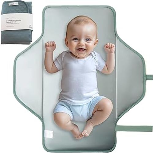 Lily Miles Baby Changing Pad Portable, Diaper Changing Mat with Magnetic Latches, Travel Pad for Diaper Bag, Baby Essentials, Wipeable & Waterproof Mat (Willow Green, Large)