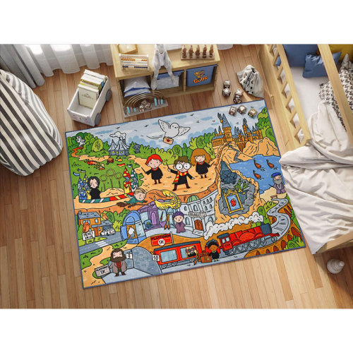 KC Cubs Harry Potter Wizarding World Activity Educational Learning Game Non Slip Kids Rug Classroom Playroom | Wayfair