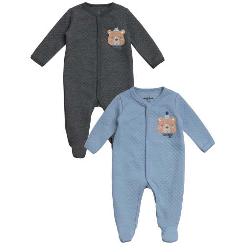 Duck Duck Goose Newborn Baby Boy's Coveralls - 2 Pack Sleep and Play Quilted Baby Onesies (0-9M)