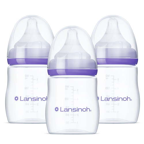 Lansinoh Anti-Colic Baby Bottles for Breastfeeding Babies, 5 Ounces, 3 Count, Includes 3 Slow Flow Nipples, Size S, The Bottle babies like best