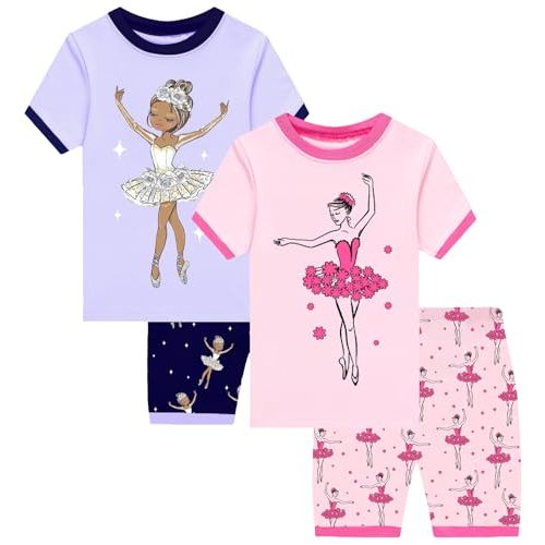Little bety Girls Cotton Pajamas Short Sleeve Pjs Toddler Summer Sleepwear Sets