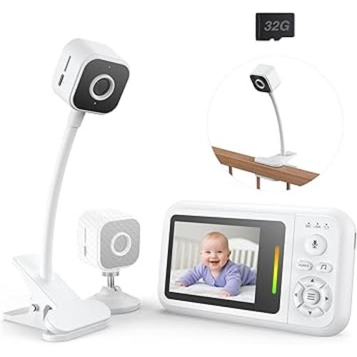 Amazon.com: NUOTUN Baby Monitor with Camera and Audio, Baby Monitor No Wifi with Clip for Crib & Stand, Portable 2.8’’ HD Wireless Monitor 1080P Video, NightVision, VOX, 2-Way Audio, 32GB, Temp Sensor & Lullabies : Baby