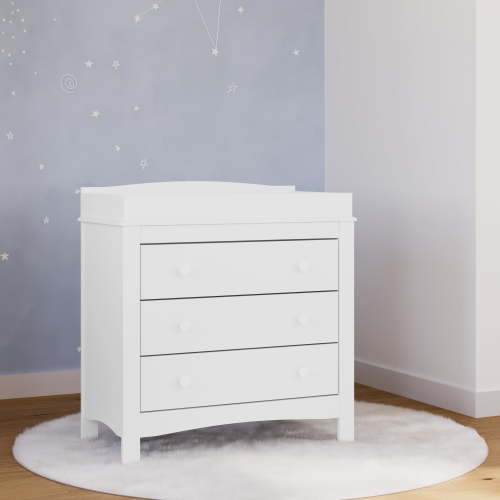 Graco Noah 3 Drawer Infant Diaper Changing Table Dresser, White