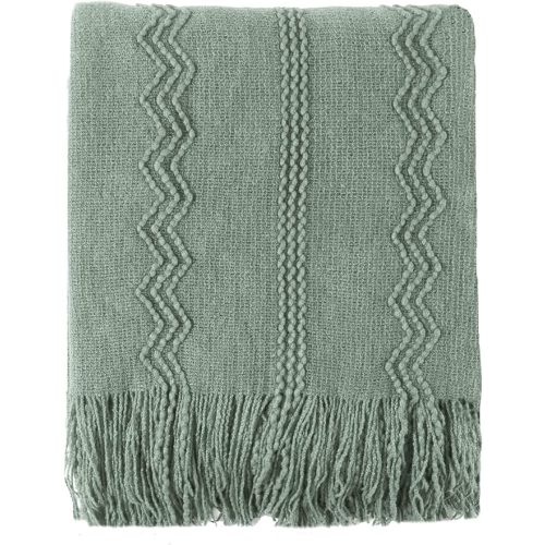BATTILO HOME Sage Green Throw Blanket for Couch, Sage Green Decor, Knit Throw Blankets for Bed, Spring Throw Blanket Light Blue, 50"x60"