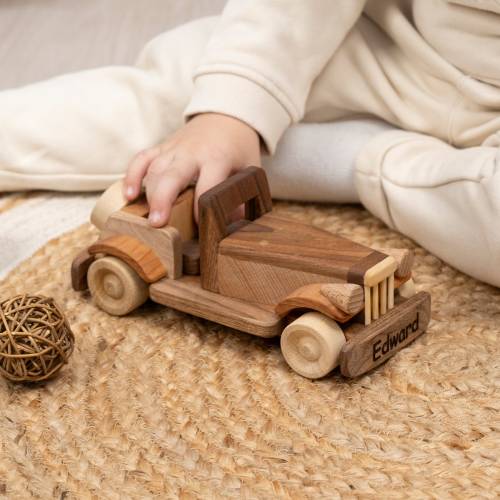 Wooden Retro Car with Name, Handmade Toys for Kids, Baby Birthday Gift / HANDMADE