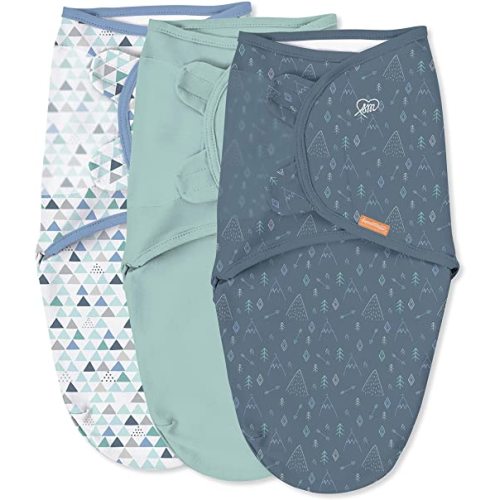 SwaddleMe by Ingenuity Original Swaddle with Easy-Change, 100% Cotton, Improves Sleep & Calms Startle Reflex, 3-6 Months, 3-Pack - Mountaineer