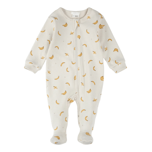 FIRSTS Banana Print on Ribbed Crème Sleeper