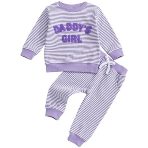 Baby Girl Fall Winter Outfit Daddys Girl Letter Long Sleeve Sweatshirt and Stretch Pants 6 12 18 24M Clothes Set