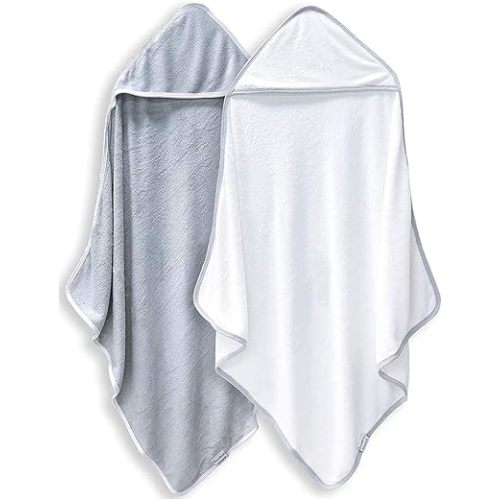 2 Pack Baby Bath Towel - Rayon Made from Bamboo, Ultra Soft Hooded Towels for Babies,Toddler,Infant - Newborn Essential -Perfect Baby Registry Gifts for Boy Girl
