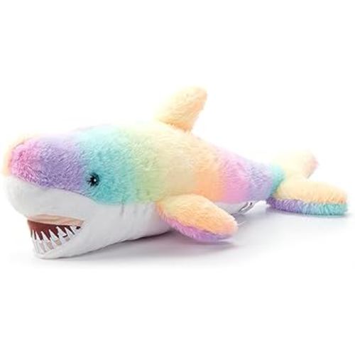 The Petting Zoo Shark Stuffed Animal Plushie, Ombrez Shark Animals, Rainbow Shark Plush Toy 13 inches