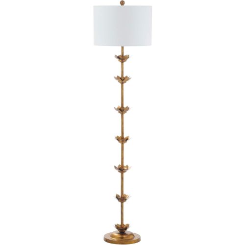 Safavieh FLL4003A Lighting Collection Landen Leaf 63.5" Antique Gold Floor Lamp, Metal