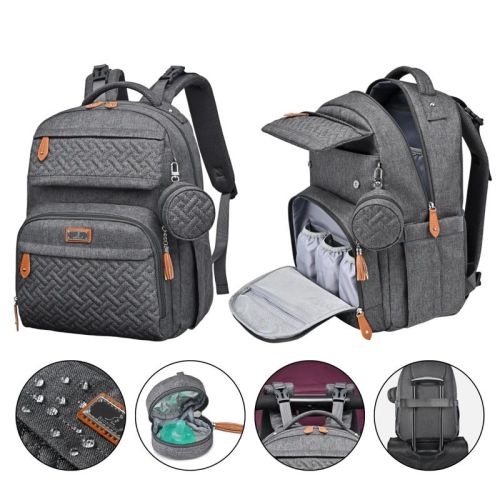 BabbleRoo Diaper Bag Backpack - Versatile Baby Bag, Baby Diaper Bag with Changing Pad & Accessories, Dark Gray, 1 pk