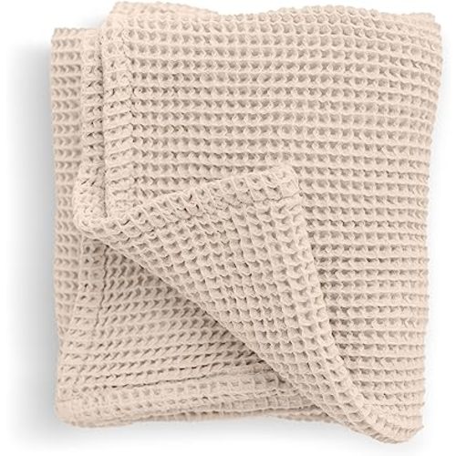 Swaddles for Newborns & Toddlers, Soft Receiving Blankets Girl & Boy Can Use, Comfy Toddler Blanket & Newborn Swaddle, Cotton Waffle Blanket, Beige, 40 x 40 inches