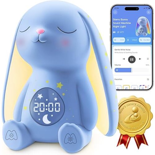 2025 Mom's Choice Awards | White Noise Sound Machine Baby with Night Light, Cry Detection,100 Soothing Sounds, App Control, 150% Battery Life, 50% Faster Sleep, Newborn Essentials