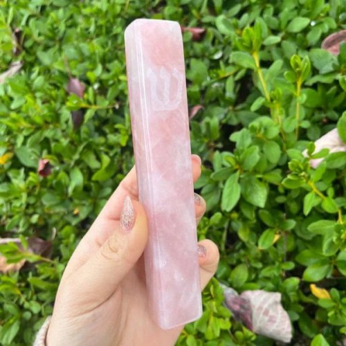 Engraved Rose Quartz Mezuzah Case