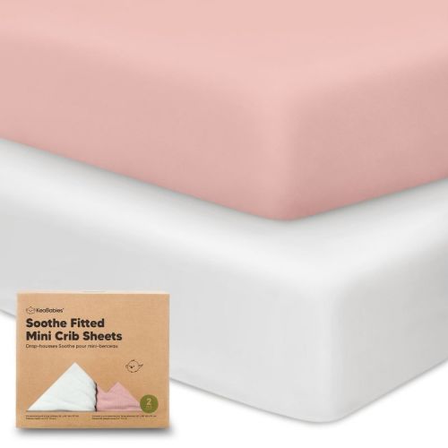 KeaBabies Mini Crib Sheets for Baby Girls, Boys, 2-Pack Soothe Pack and Play Sheets Fitted, Organic Pack N Play Mattress Sheet (Blue Flax)