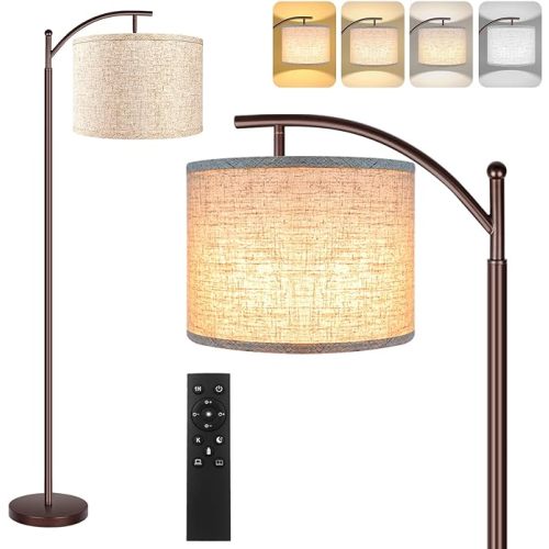 Floor Lamp for Living Room, 4 Color Temperature LED Floor Lamp with Remote Control & Foot Switch, LED Bulb Included, Modern Standing Lamp for Bedroom, Study Room, Office - Oil Rubbed Bronze