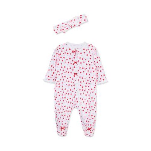 Baby Girls Valentine Footie Pajamas with Headband