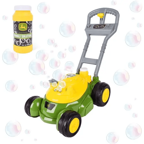 John Deere Bubble Lawn Mower for Toddlers, Bubble Blowing Machines, Indoor and Outdoor Gardening Toy, Birthday, Party Favor for Preschool Girls and Boys, No Batteries Required, 2+
