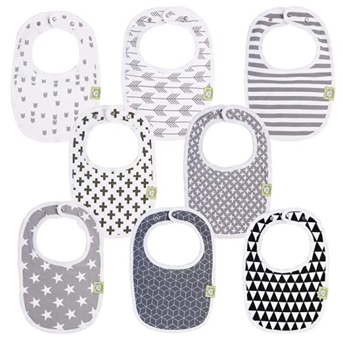 Organic Baby Bibs for Boys & Girls - Organic Cotton Teething Bib - Newborn Bibs for Baby Girl, Boy - Infant Bibs - Machine Washable Newborn Cloth Bib - 0-24 Months Baby Drool Bibs (Grayscale)