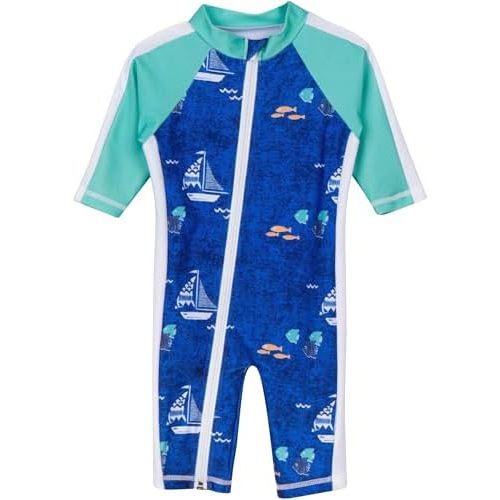 SwimZip Boys' Long-Sleeve UPF 50+ Swimsuit for Baby, Toddler, & Little Boys