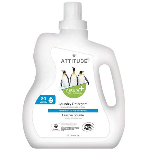 ATTITUDE Natural Laundry Detergent Liquid, Non Toxic, Plant Based, Advanced Deodorizing Power, Wildflowers, 67.6 Fl Oz, 80 Loads