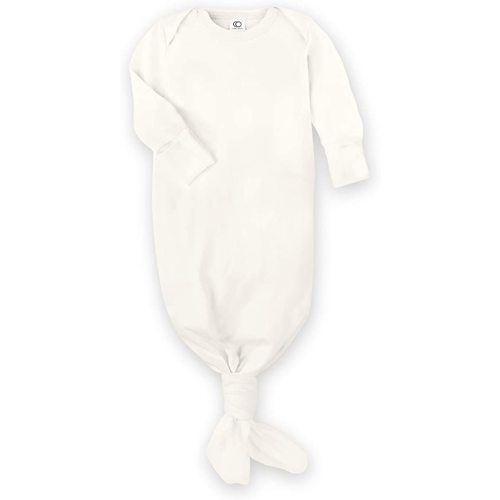 Colored Organics Baby Organic Cotton Knotted Gown - Infant Nightgown with Mitten Cuffs - 0-3 Months - Natural