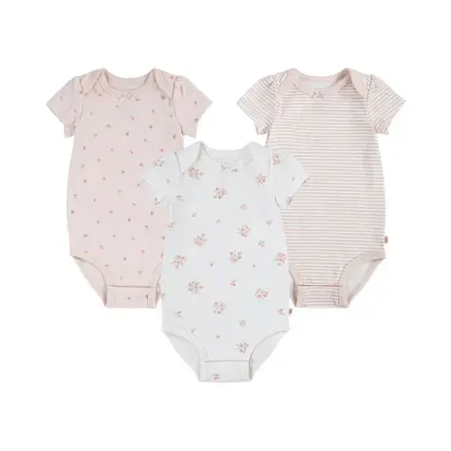 Baby Girls Organic Short Sleeve Bodysuits 3-Pack- Huggies Snow White- 9M