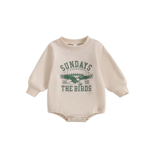 Suealasg Infant Baby Boys Girls Bubble Romper Clothes Long Sleeve Letter Eagle Print Bodysuit 3M 6M 12M 18M Newborn Boys Girls Fall One Piece Jumpsuit