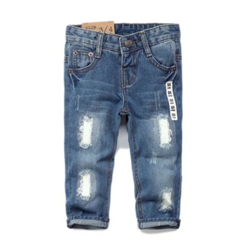 KIDSCOOL SPACE Baby Boys Little Kid Elastic Ripped Jean StoneWashed Pants,Blue,9-12 Months