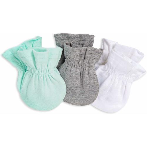 Burt's Bees Baby Baby Girls' Mittens, No-Scratch Mitts, 100% Organic Cotton, Set of 3