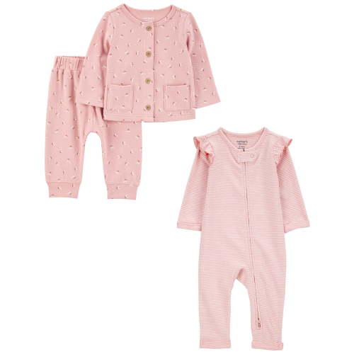 Carter's Child of Mine Baby Girl Plush Outfit Set and Jumpsuit, 3-Piece, Sizes Newborn-6/9 Months