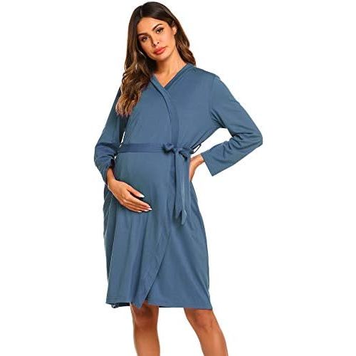 Ekouaer Maternity Robe Labor Delivery Nursing Gown Hospital Breastfeeding Dress Bathrobes