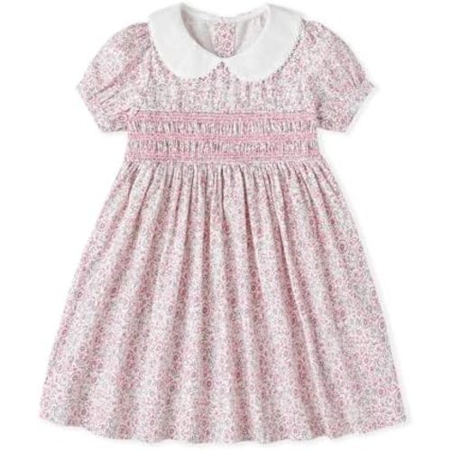 Curipeer Little Girls Summer Dress Floral Short Sleeve Cotton Casual Outfit Dress 12M-8Y