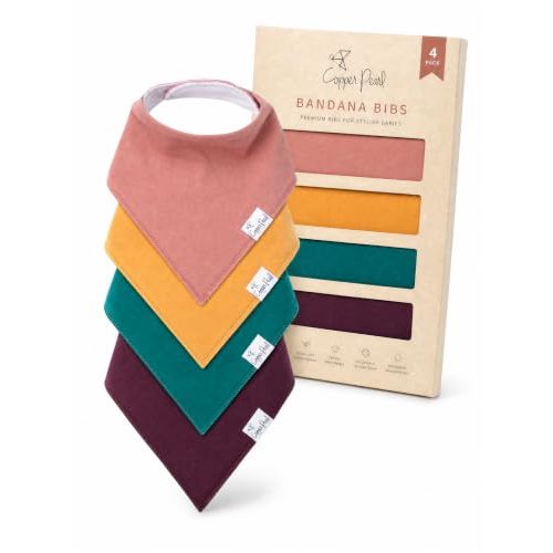 Copper Pearl Baby Bibs 4 Pack, Printed Bandana Drool Bibs for Baby Girl & Boy, Soft Cotton Drooling Teething Bibs