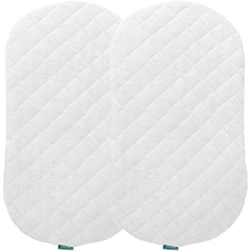 Biloban Waterproof Bassinet Mattress Pad Cover(18"x30"), 2 Pack, Ultra Soft Bamboo Surface, Quilted Bassinet Mattress Protector Fit for Halo Bassinest Swivel Sleeper, White