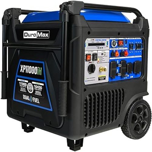 DuroMax XP11000iH 11,000-Watt Dual Fuel Portable Digital Inverter Generator - Gas & Propane, Remote Electric Start, Transfer Switch Ready, RV & Emergency Ready