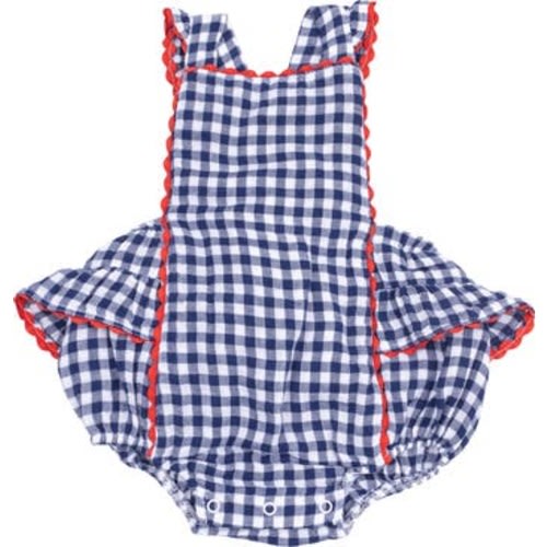 Gingham Rickrack Organic Cotton Muslin Bodysuit