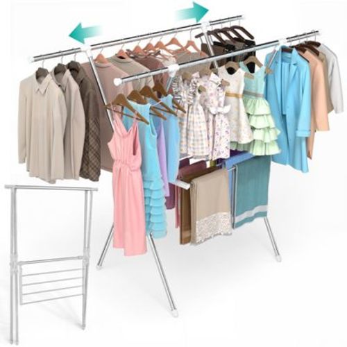 Adjustable Foldable Clothes Drying Rack, Stainless Steel, 39 to 63 Inch Length