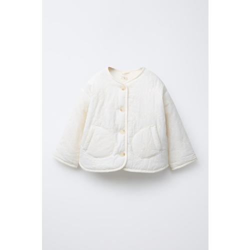 LIGHTWEIGHT PADDED JACKET WITH FLORAL EMBROIDERY - Ecru | ZARA United States