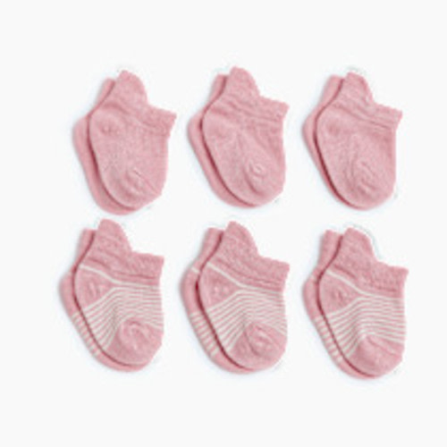 Tiny Kind Bamboo 6-Pack Socks - Pink, 6-12 M