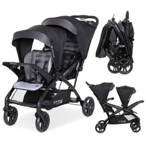 Baby Trend Sit N' Stand Double Stroller & Travel System for Babies & Toddlers, Stormy - Portable, Compact, and Lightweight Foldable Tandem Stroller