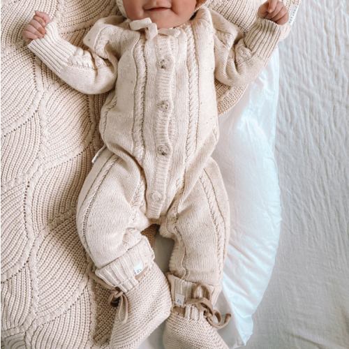 CLASSIC KNIT ROMPER | BISCOTTI FLECK