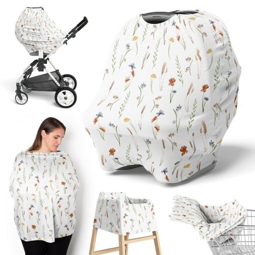 Sweet Jojo Designs Girl 5-in-1 Multi Use Baby Nursing Cover Watercolor Floral Garden Sage Green Multicolor